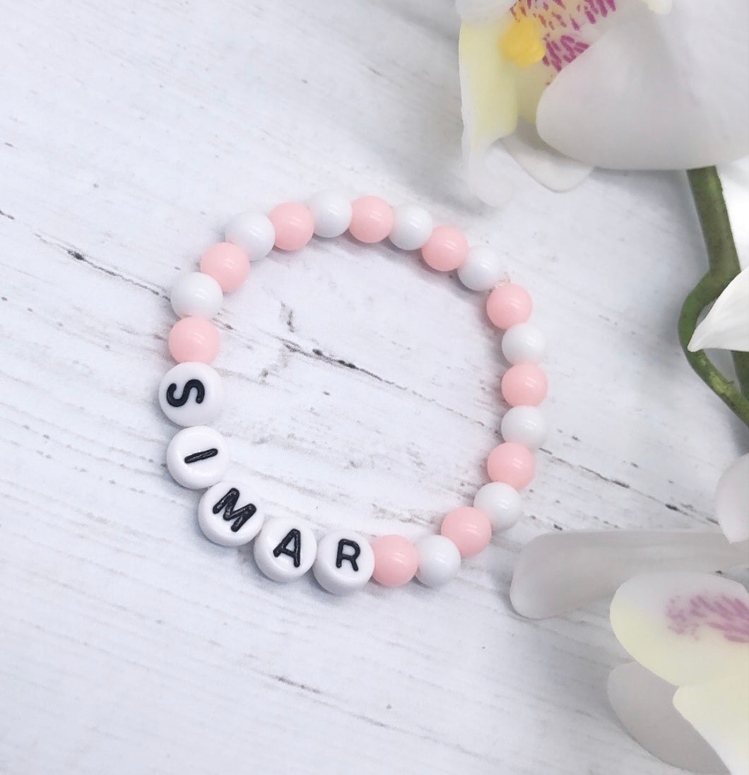 Pink & White Personalised Bracelet