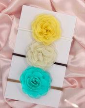 Load image into Gallery viewer, Yellow / Cream / Aqua Shades - Chiffon Flower Bow