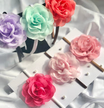 Load image into Gallery viewer, Grey / White / Peach Shades - Chiffon Flower Bow