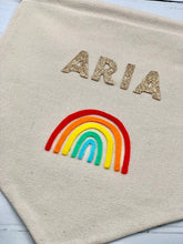 Load image into Gallery viewer, Personalised Gold Rainbow Wall Banner