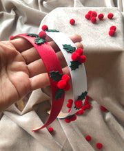 Load image into Gallery viewer, Holly & Pom Pom Christmas Headband