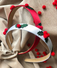 Load image into Gallery viewer, Holly & Pom Pom Christmas Headband