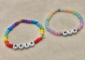 Mini Beads Personalised Bracelet - Rainbow