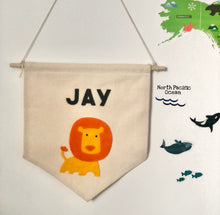 Load image into Gallery viewer, Personalised Lion Felt Wall Banner