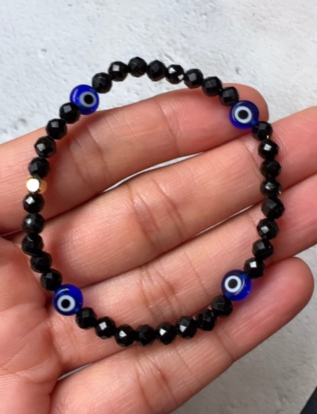 Mini Evil Eyes Black Tourmaline Bracelet