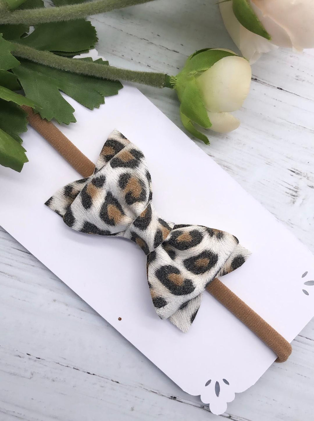 Leopard Print Suede Luna Bow