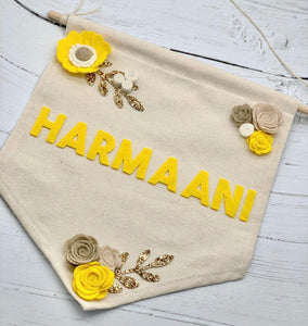 Personalised Floral Felt Wall Banner