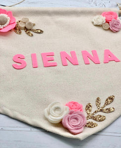 Personalised Floral Felt Wall Banner