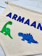 Load image into Gallery viewer, Personalised Dinosaur Felt Wall Banner
