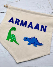 Load image into Gallery viewer, Personalised Dinosaur Felt Wall Banner
