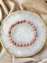 Load image into Gallery viewer, Gift Set Classic Silk Scrunchie &amp; Pink Rhodonite Bracelet
