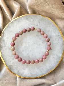 Gift Set Classic Silk Scrunchie & Pink Rhodonite Bracelet