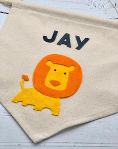 Personalised Lion Felt Wall Banner
