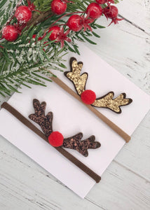 Reindeer Ears Headband with Single Pom Pom