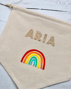 Personalised Gold Rainbow Wall Banner