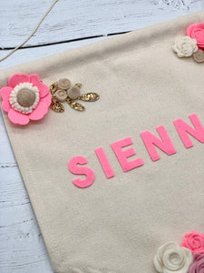 Personalised Floral Felt Wall Banner
