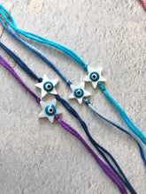 Load image into Gallery viewer, Heart &amp; Star Mother of Pearl Evil Eye Rakhi / Rakhri
