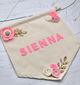 Personalised Floral Felt Wall Banner