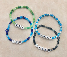 Load image into Gallery viewer, Mini Beads Personalised Bracelet - Green / Blues / Black
