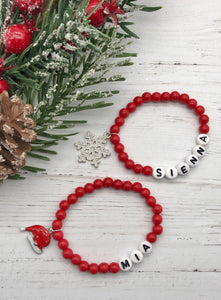 Red Christmas Personalised Bracelets