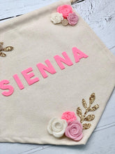 Load image into Gallery viewer, Personalised Floral Felt Wall Banner
