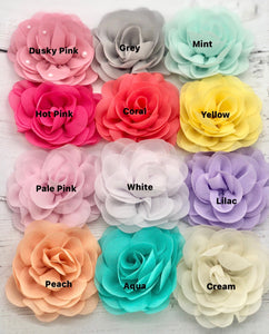 Coral / Mint / Lilac Shades - Chiffon Flower Bow