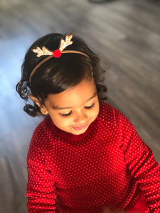 Reindeer Ears Headband with Single Pom Pom