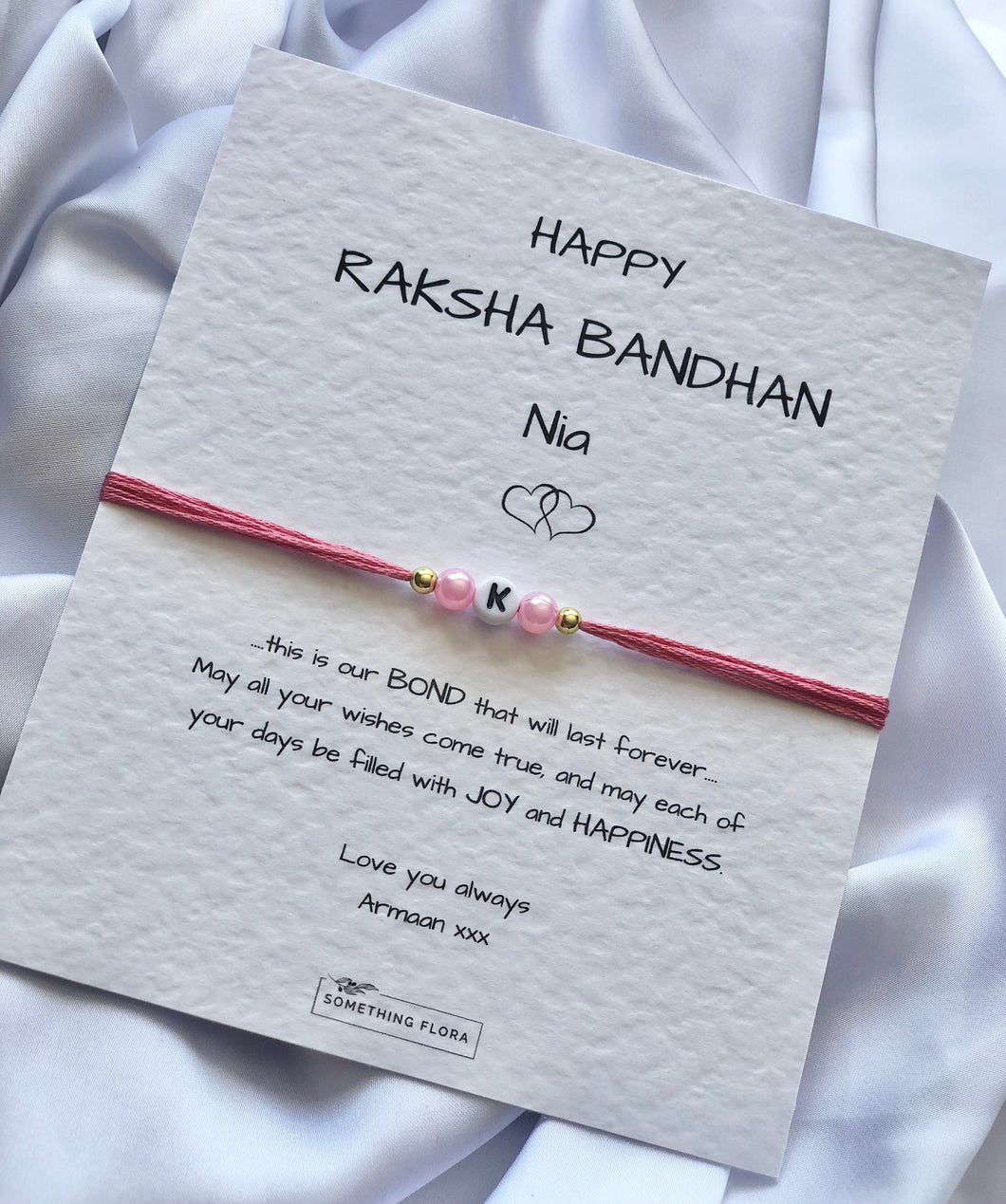 Sisters Note of Love Personalised Initial Rakhi / Rakhri