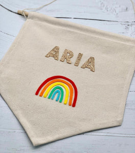 Personalised Gold Rainbow Wall Banner
